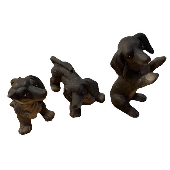3 Vintage MSR Imports Dachshund Weiner Dog 4" Porcelain Ceramic Figurines - Picture 1 of 8